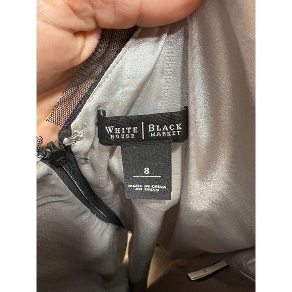 White House Black Market Sequin Mesh Overlay Dress Size 8 Like New - Picture 3 of 5